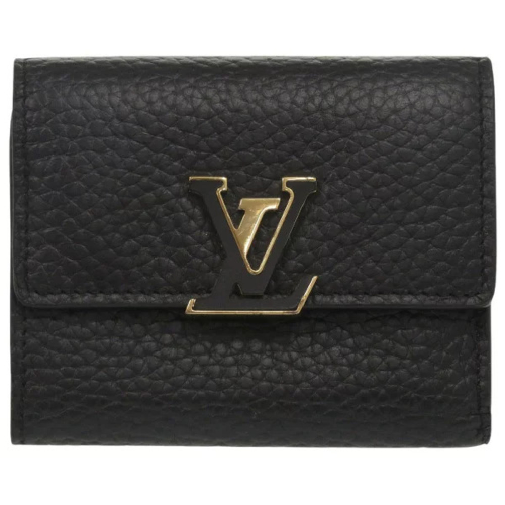 Louis Vuitton Portefeuille Capucines Compact leather black trifold wallet LV